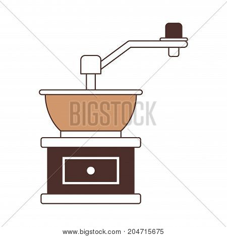 coffee grinding with crank silhouette color section on white background vector illustration