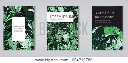 Tropic leaves vector covers set. Modern stylish texture covers design set. Eps10. -stock vector.