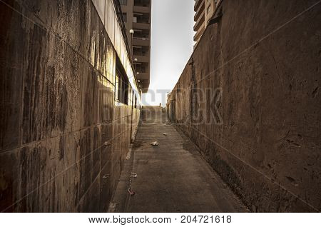 End Of The Tunnel. Street Like Tunnel In Azerbaijan Baku