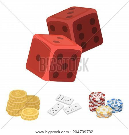 Domino bones, stack of chips, a pile of mont, playing blocks. Casino and gambling set collection icons in cartoon style vector symbol stock illustration .