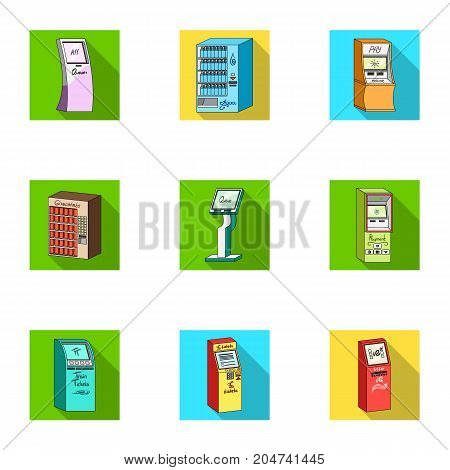ATM, coffee machine, information apparatus and other types of terminals. Terminals set collection icons in flat style isometric vector symbol stock illustration .