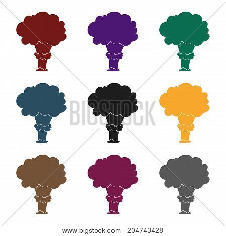 Nuclear explosion icon in black design isolated on white background. Explosions symbol stock vector illustration.