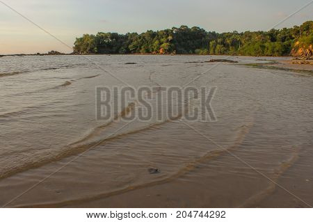 Beautiful tropical bay view during low tide at east of Labuan island known as Layang Layangan in Labuan Pearl of Borneo,Malaysia.