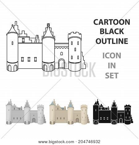 Protective Castle of belgium.The dark Belgian wolf. Belgium single icon in cartoon style vector symbol stock web illustration.