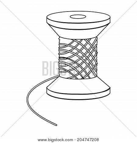 The wooden coil of thread for sewing. Sewing and equipment single icon in outline style vector symbol stock illustration .