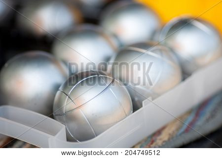 Petanque sport on case - stock image