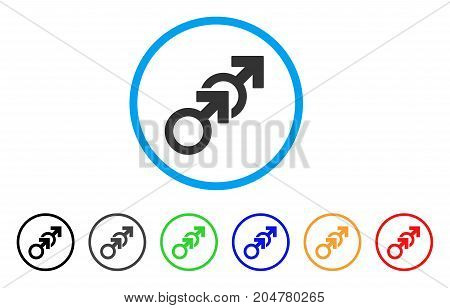 Gay Sex rounded icon. Style is a flat gay sex gray symbol inside light blue circle with black, gray, green, blue, red, orange variants. Vector designed for web and software interfaces.