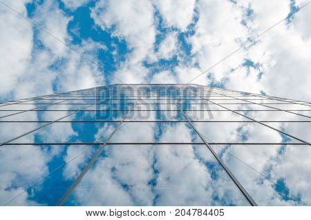 modern business high rise building and blue sky with clouds, Dusseldorf, Germany