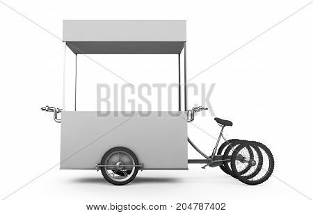 Vintage ice cream bicycle cart bus 3d illustration.