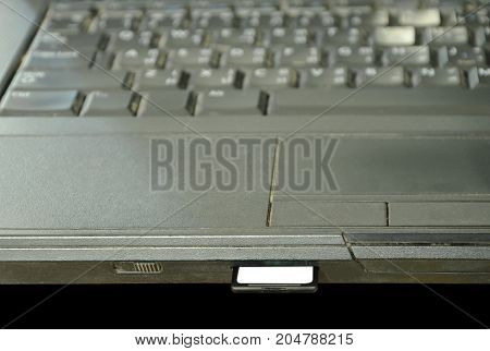 SD card put in computer notebook multimedia reader