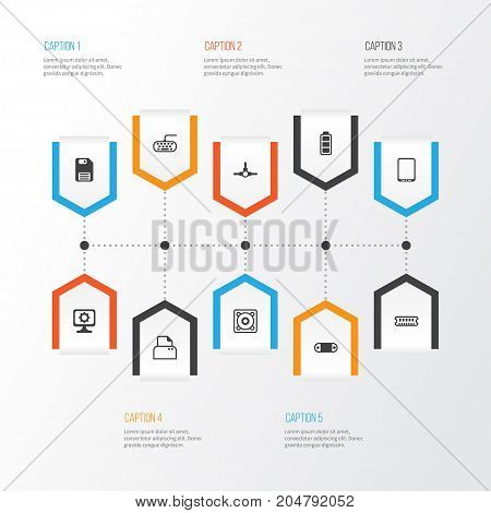 Hardware Icons Set. Collection Of Network Structure, File Scanner, Cellphone And Other Elements