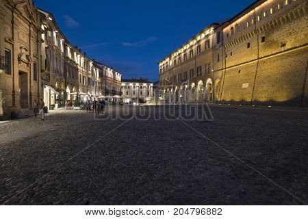 Cesena (Emilia Romagna Italy): the medieval castle in the main square of the city at evening