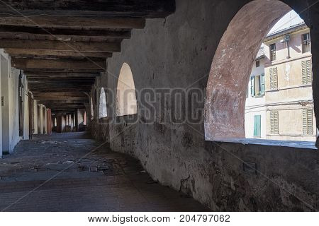 Brisighella (Ravenna Emilia Romagna Italy): the famous covered street known as via degli Asini or via del Borgo
