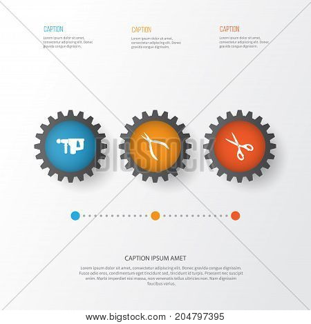 Handtools Icons Set. Collection Of Shears, Round Pliers, Hammer And Other Elements