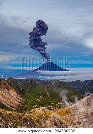 Gunung Sinabung Volcano eruptions, Medan Island, Indonesia