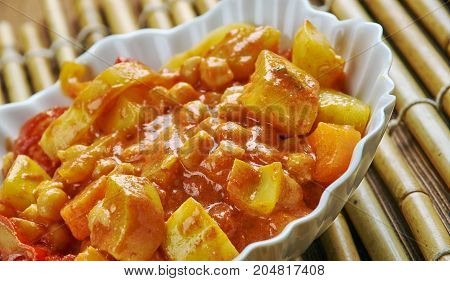 Lahori Chana Chat - chickpeas appetizer.  close up
