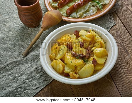 Bratkartoffeln - German Style Fried Potatoes close up