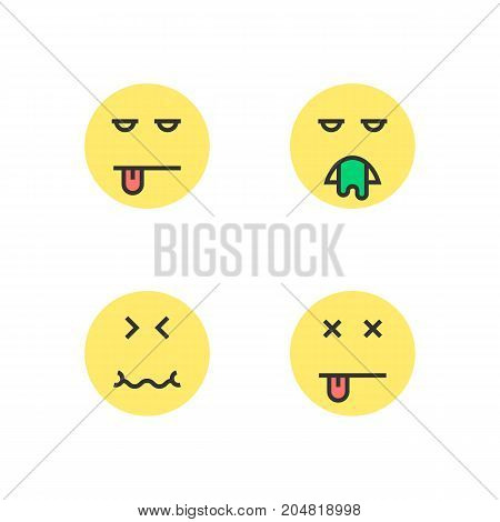 intoxication yellow thin line emoji. concept of wc, bad diet, puke, fever, poisoning, retching, sad, defecate, tension. flat style trend modern logotype design vector illustration on white background