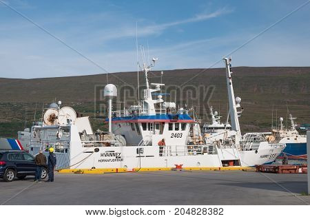 Trawler Hvanney In Port Of Akureyri