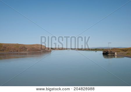 Hvita River In Borgarfjordur Iceland