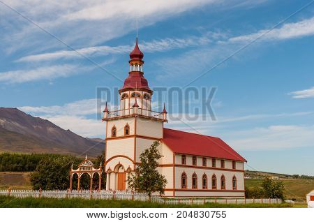 Church Of Grund In Eyjafjordur Iceland