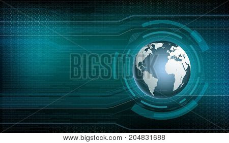 Planet Earth On The Digital Technology Background. User Hud Interface On The Virtual Dashboard. Stoc