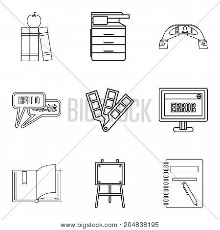 Journal icons set. Outline set of 9 journal vector icons for web isolated on white background