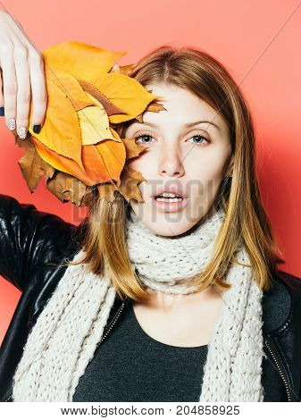 Fashion Model With Stylish Hair In Scarf.