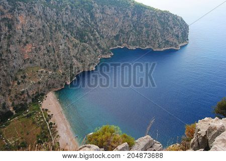 View over Butterfly Valley on the Mediterranean coast of Turkey.