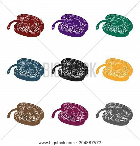 Red sweet pepper stuffed with vegetables.Healthy vegetarian dish.Vegetarian Dishes single icon in black style vector symbol stock web illustration.