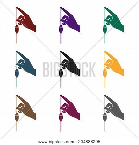 Filling of a bulb pipette by water icon in black design isolated on white background. Water filtration system symbol stock vector illustration.