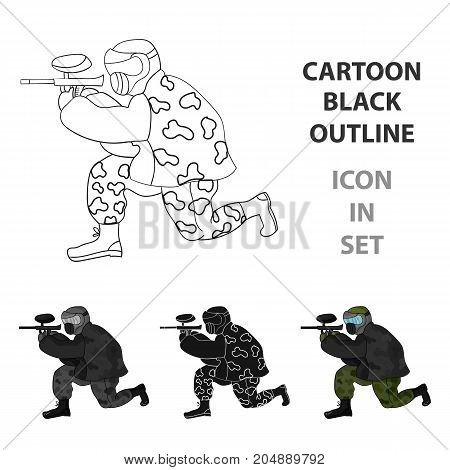 Paintball player icon in cartoon design isolated on white background. Paintball symbol stock vector illustration.