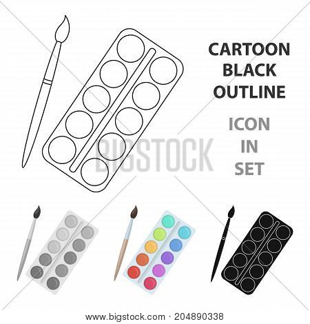 Palette with paints and brush. Paint in school.School And Education single icon in cartoon style vector symbol stock web illustration.