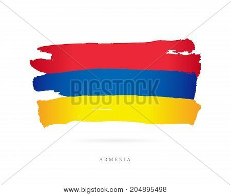 Flag of Armenia. Vector illustration on white background. Beautiful brush strokes. Abstract concept. Elements for design.