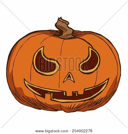 Jack Lantern isolated on white background. Cutted pumpkin for Halloween design. Vector