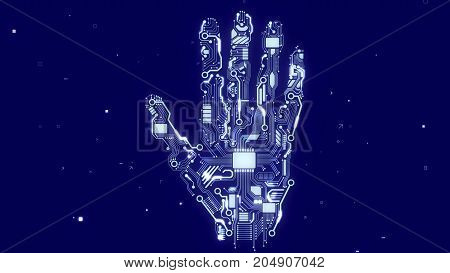 Robot Hand With Cpu Microchips