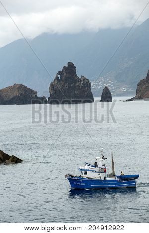 PORTO MONIZ MADEIRA PORTUGAL - SEPTEMBER 5 2016: Coast in Porto Moniz on Madeira Island. Portugal