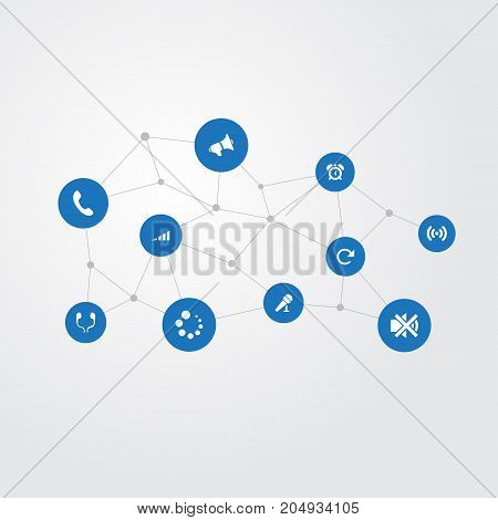 Elements Wave, Alarm, Upload And Other Synonyms Update, Refresh And Upload.  Vector Illustration Set Of Simple Sound Icons.