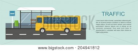 Bus at the bus stop Transport concept of passenger transportation. Infographics