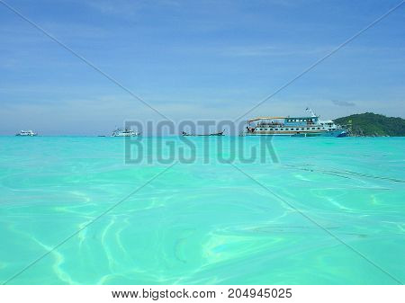 Tropical dreams in turquoise sea, Phuket island
