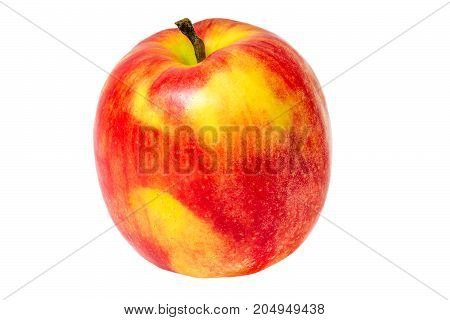 Isolated Red apple closeup. Juicy fruit. Healthy food. Vitamins.