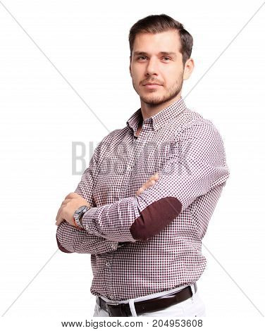 Portrait of happy young man smiling isolated
