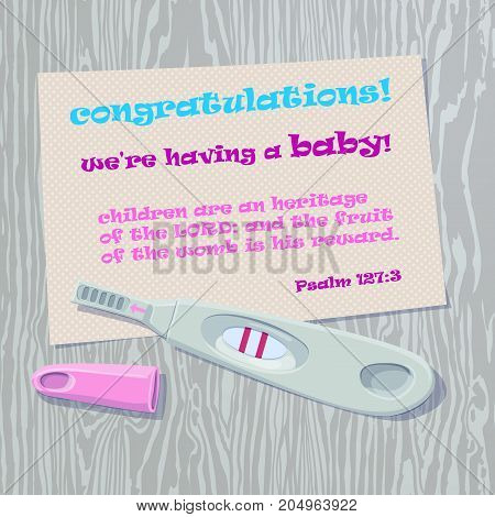 Vector illustration of congratulation of dad with the onset of pregnancy. Pregnancy Announcement. New Dad Card. Pregnancy Reveal Card