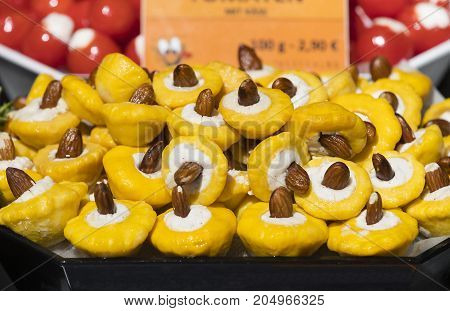 23 AUGUST 2017, VIENNA, AUSTRIA:The oldest in Vienna is the Naschmarkt Market with products of alcoholic fruits and vegetables.