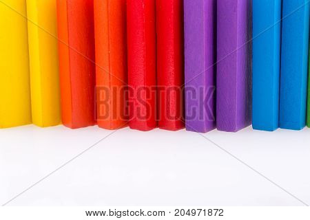 Coorful Domino Blocks On White Background
