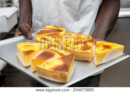 flan french viennoiserie in the pastry shop