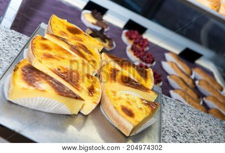 flan french viennoiserie in the pastry shop