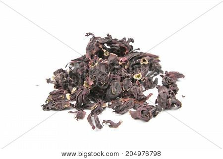Sudanese rose (red)
Sudanese rose or hibiscus called hibiscus is a plant of the family Malvaceae. Used for tea, the flowers have a strong scent.
Red tea, on a white background. High-quality image (photo) of karkade, hibiscus on white background
