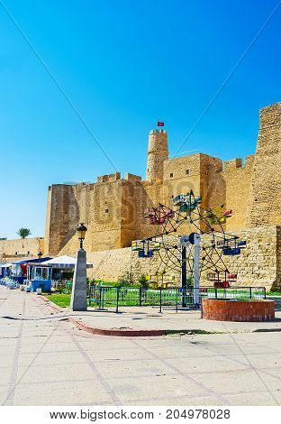 The Small Ferris Wheel At Ribat Walls, Monastir