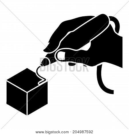 D hand printing icon. Simple illustration of d hand printing vector icon for web design isolated on white background
